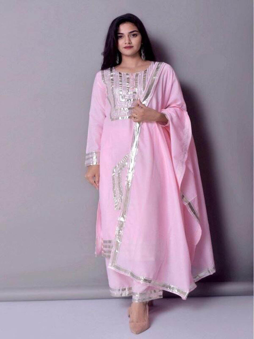 Pink Silk Full Suit Set