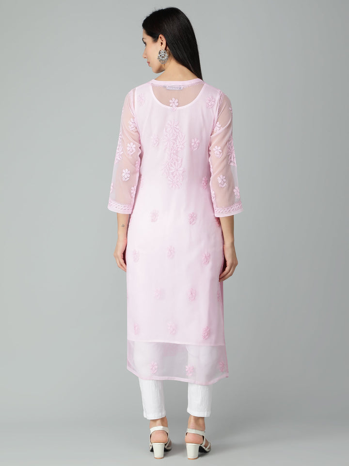 Pink-Georgette-Chikankari-Kurta-with-Slip