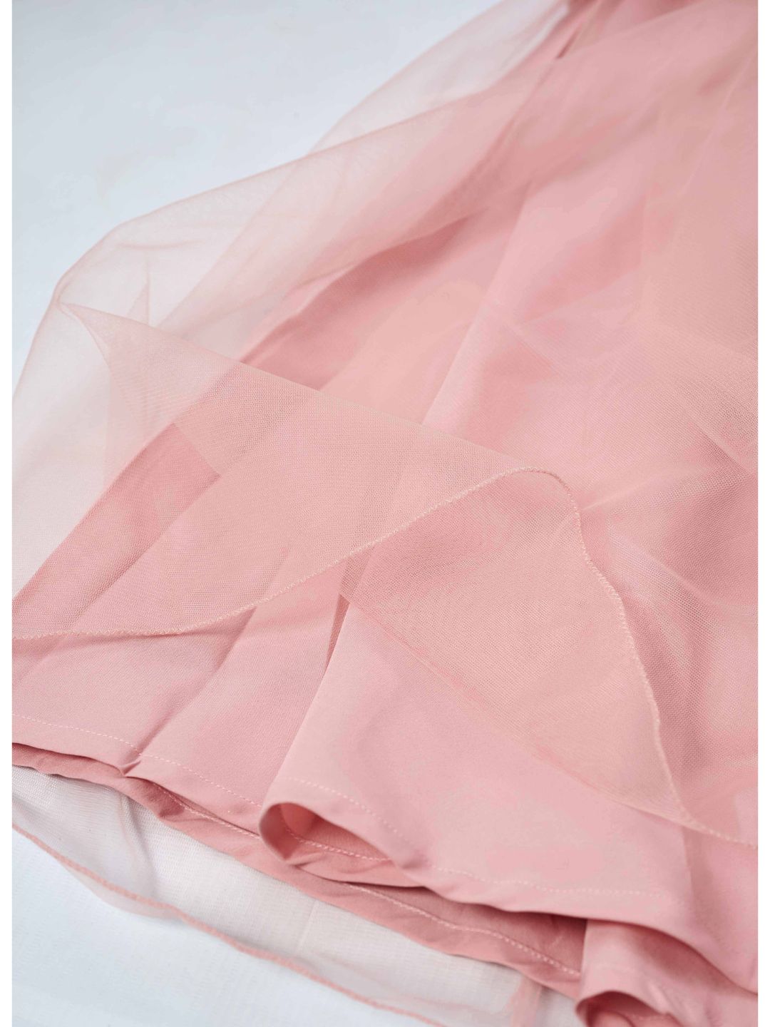 Pink Georgette Draped Sleeveless Lehenga Set
