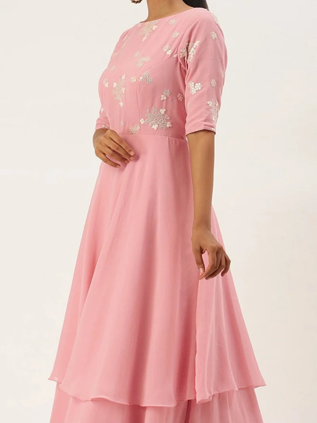 Pink-Georgette-Embroidered-Layered-Gown