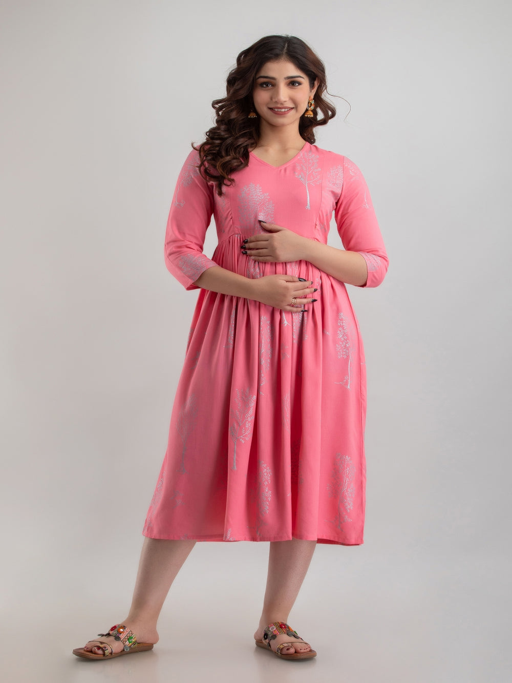 Pink Maternity & Feeding Kurta