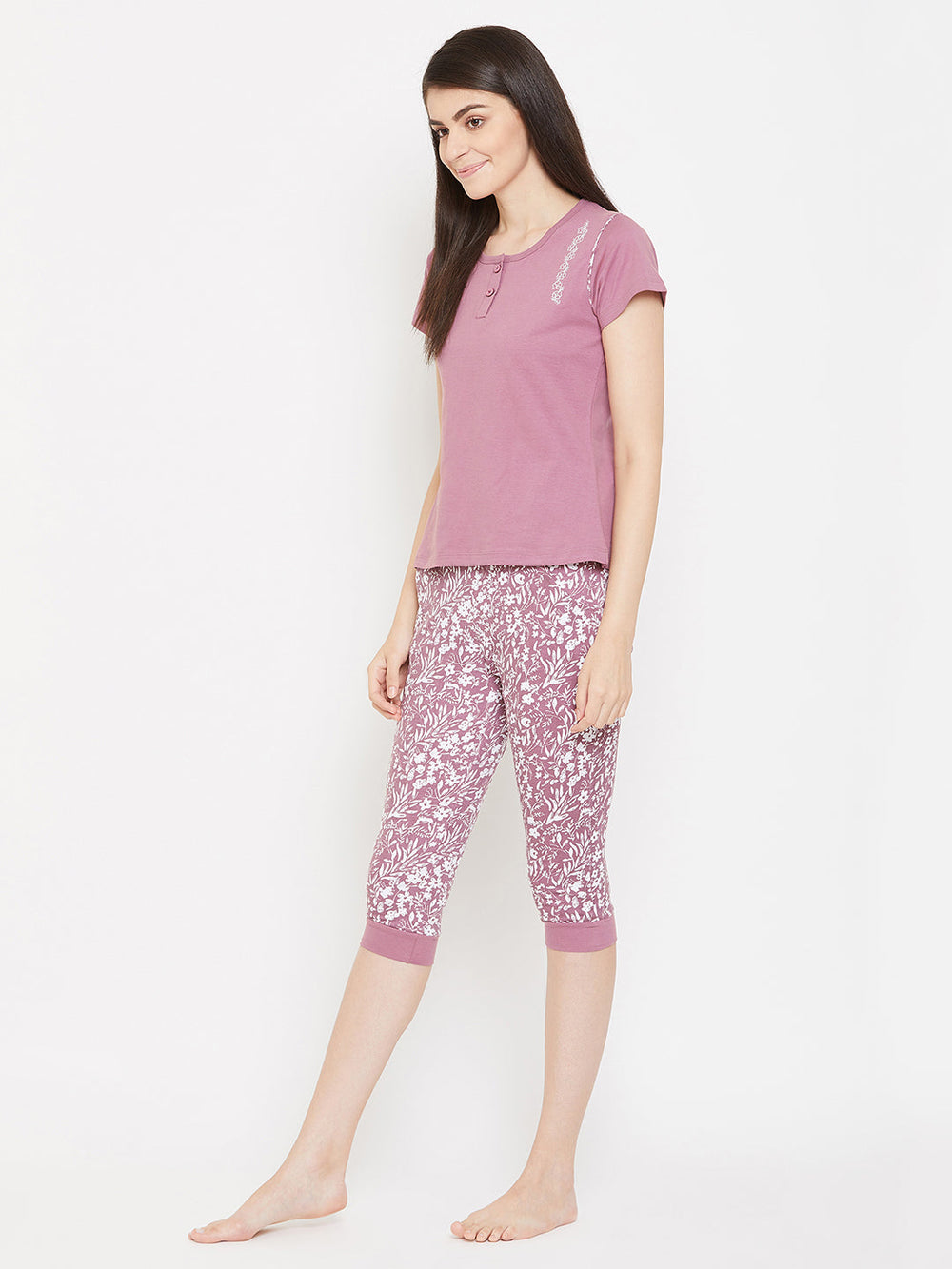 Pink Pretty Florals Top & Capri Set
