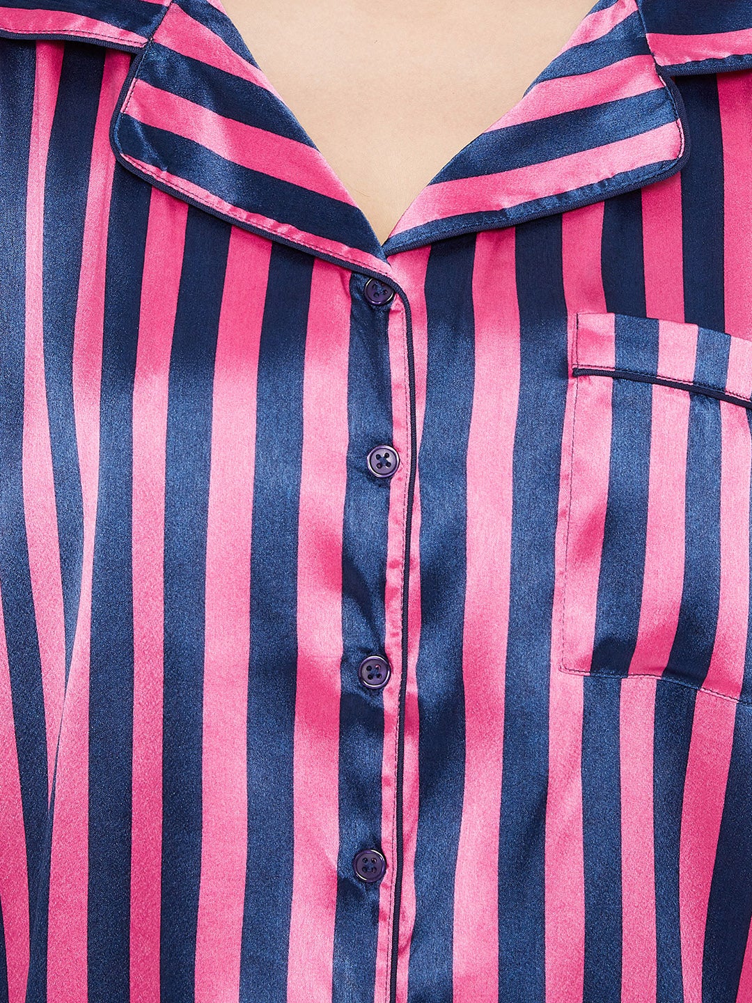 Pink Stripes Buttun Me Up Shirt & Shorts Set