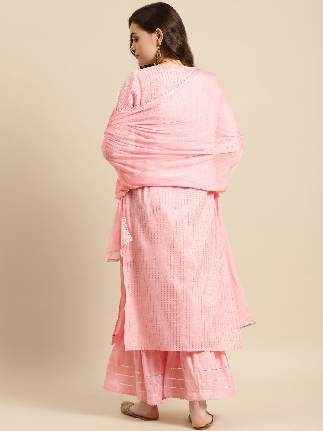 Pink Yoke Design Kurta & Sharara With Dupatta