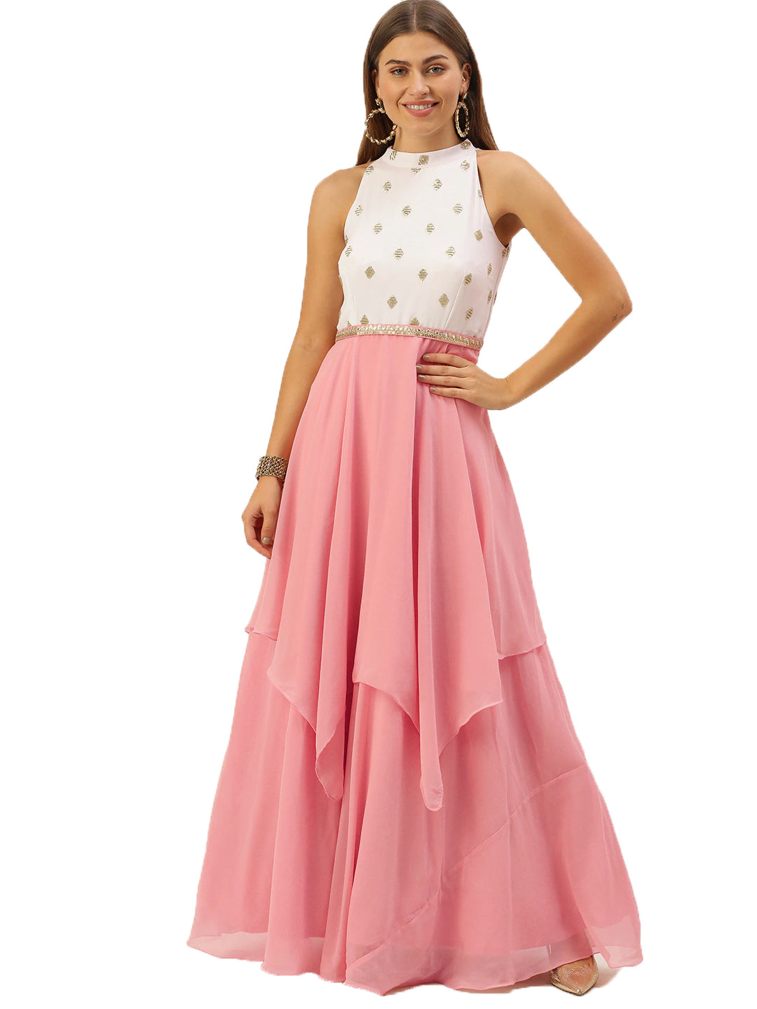 Pink-&-White-Embroidered-Handkerchief-Gown
