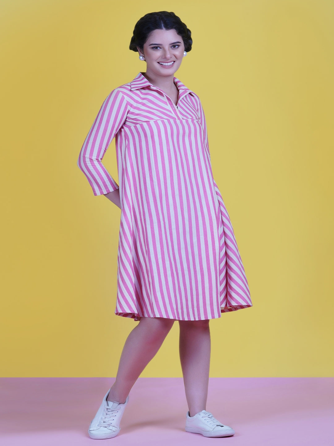 Pink-&-White-Stripe-Cotton-Circular-Dress