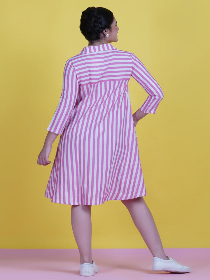 Pink-&-White-Stripe-Cotton-Circular-Dress