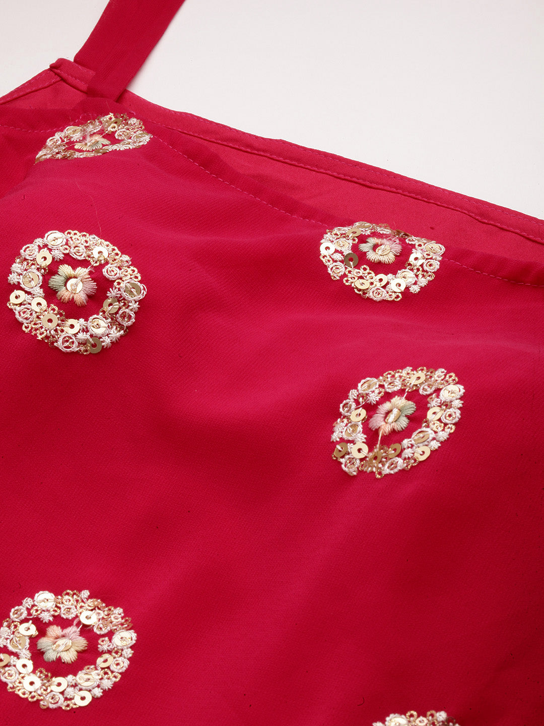 Poppy Red 2-Piece Gharara Set with Golden Embroidery
