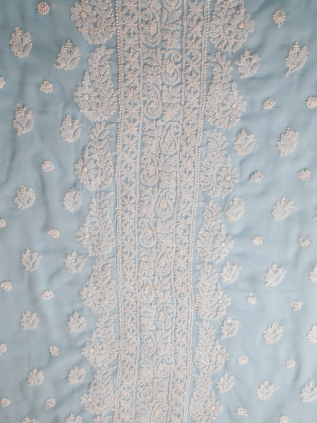 Powder Blue Chikankari Unstitched Dress Material