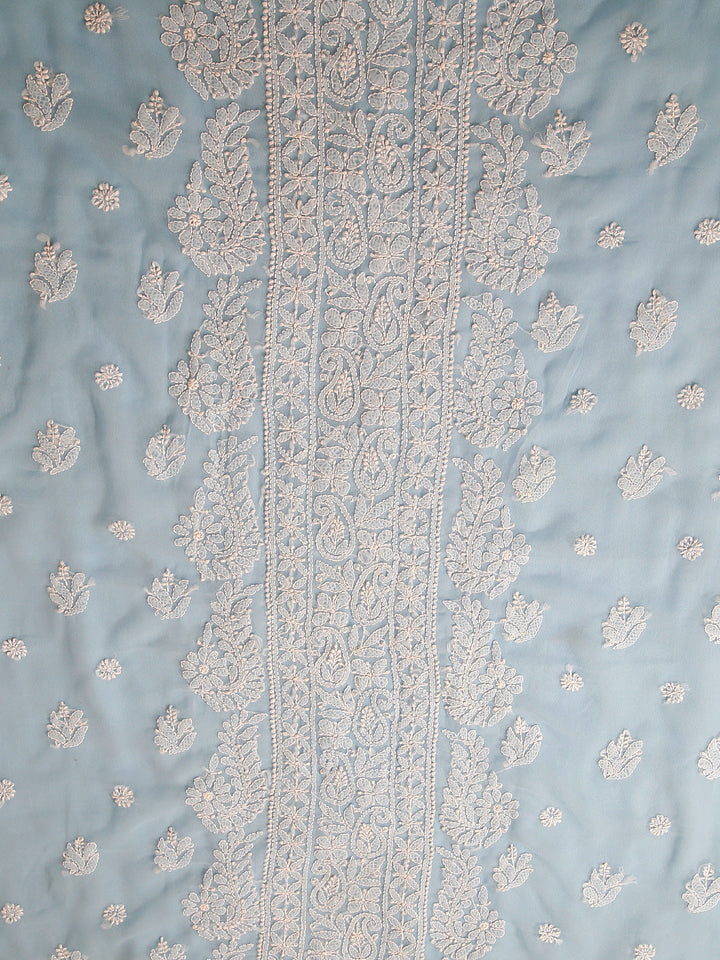 Powder Blue Chikankari Unstitched Dress Material