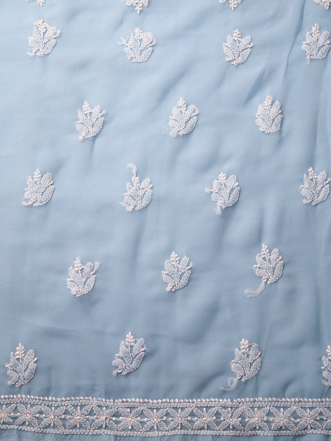 Powder Blue Chikankari Unstitched Dress Material