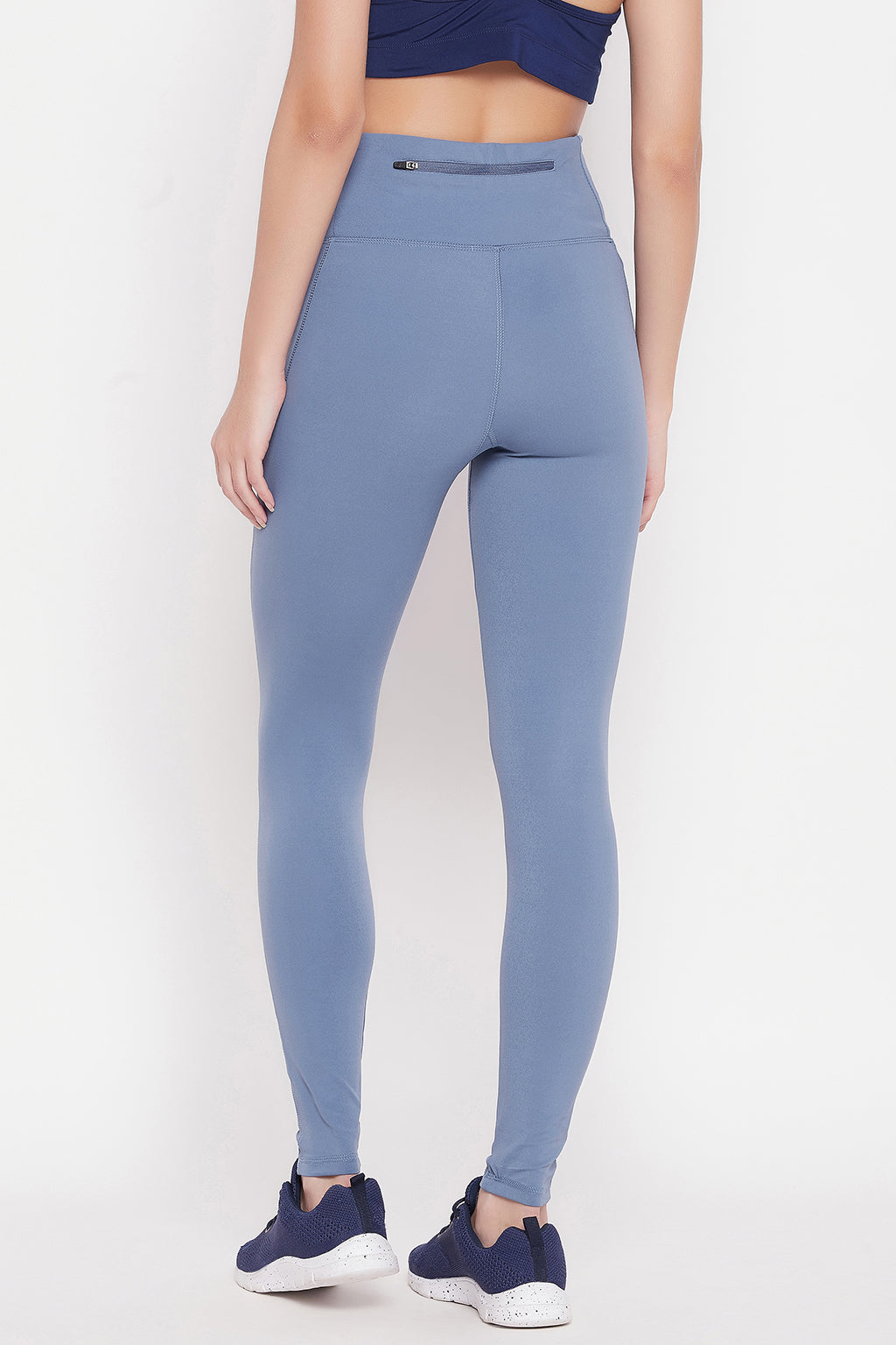 Powder Blue High-Rise Ankle-Length 3 Pocket Active Tights