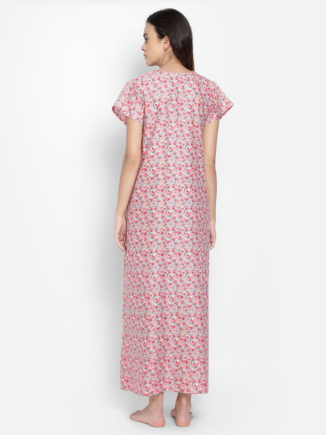 Print Me Pretty Long Nighty In Pink