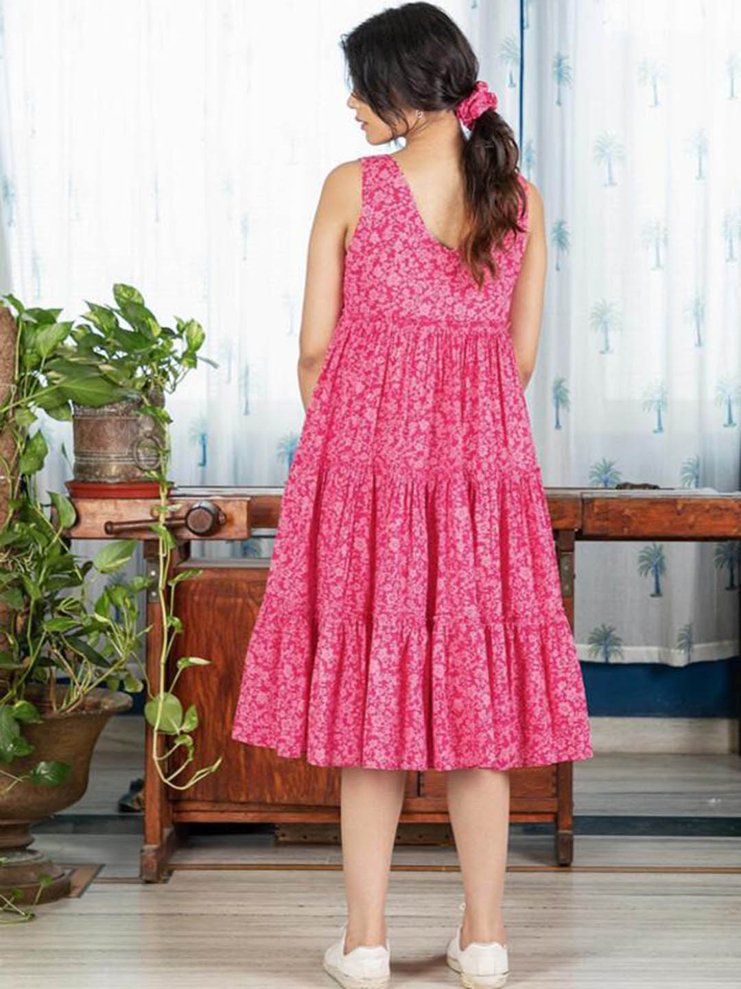 Printed-Pink-Cotton-Dress