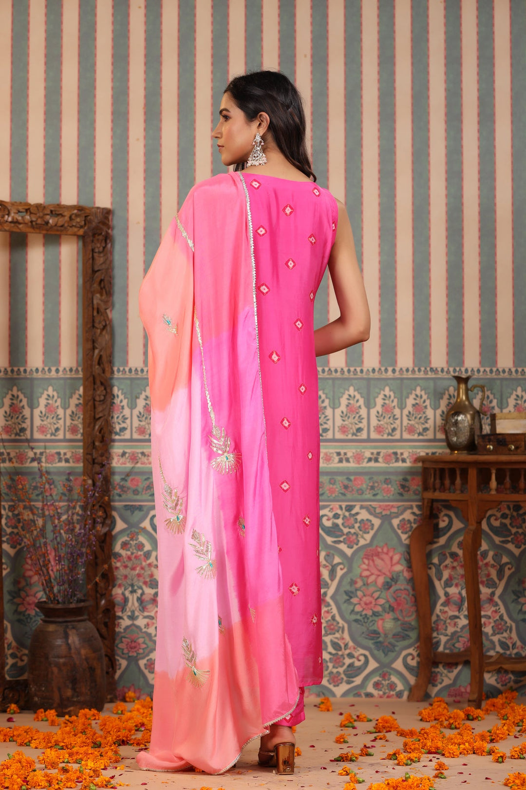 Prism Pink Gotapatti Silk Suit Set