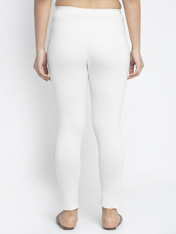 Pure White Modern Combed Lycra Solid Leggings
