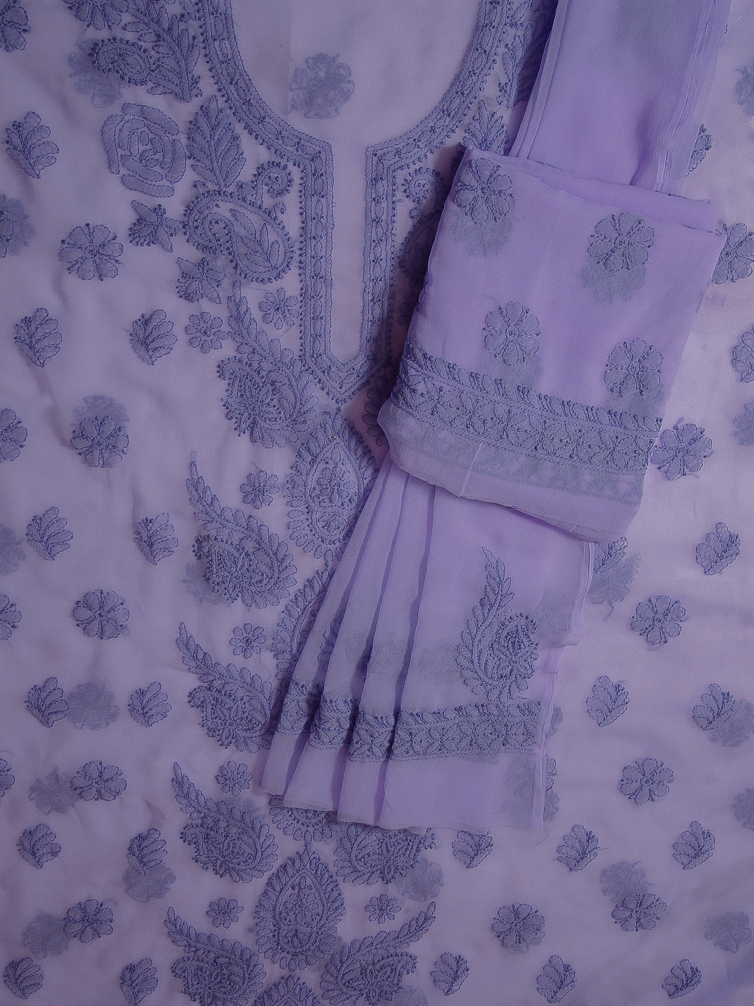 Purple Chikankari Unstitched Dress Material