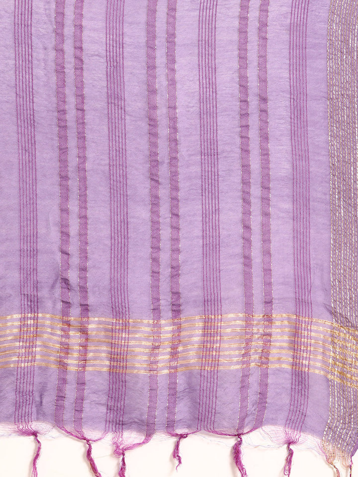 Purple Cotton Long Kalidar 3-Piece Kurta Set