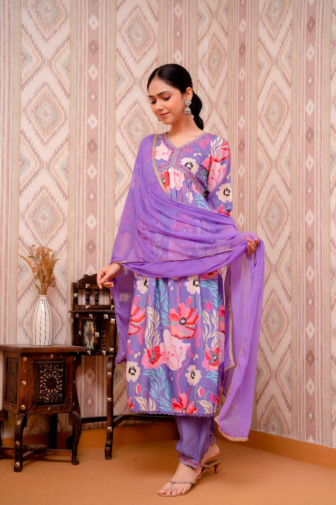 Purple-Embroidered-Long-Straight-Cotton-3-Piece-Kurta-Set