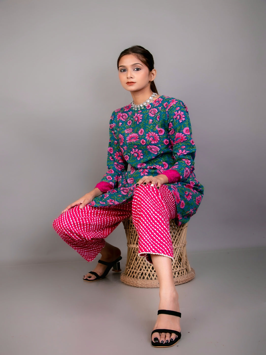 Purple-Floral-Short-Kurta-With-Salwar