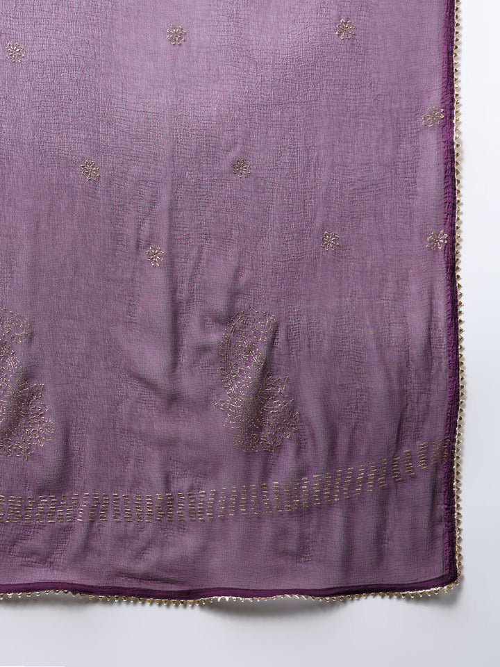 ZERESOUQ-Purple-Silk-Blend-Woven-Design-Embroidered-Flared-Kurta-Trouser-With-Dupatta