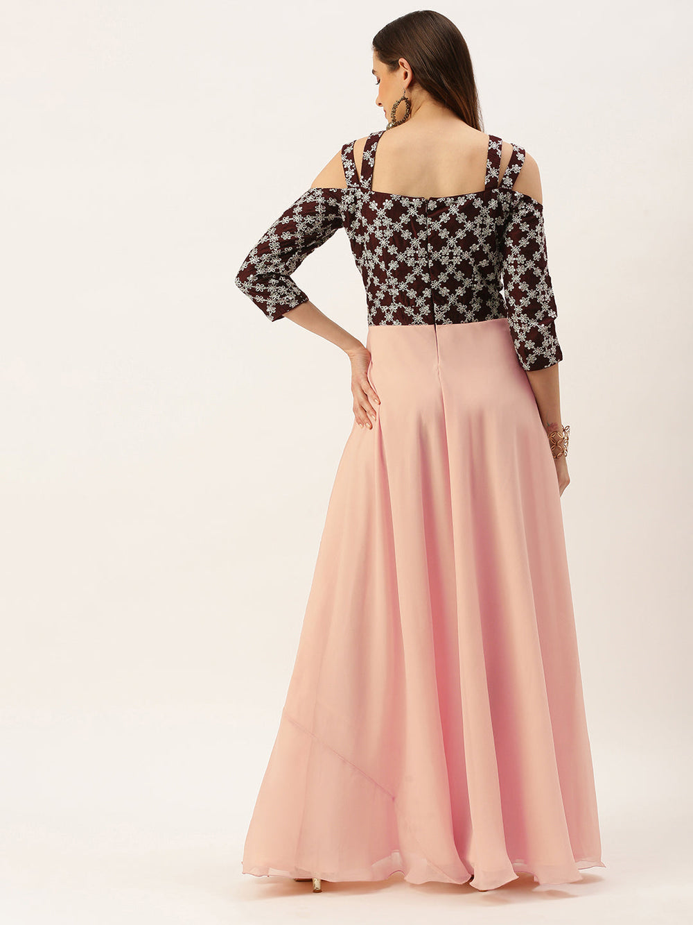 Purple-&-Dark-Wine-Muslin-Embroidered-Gown
