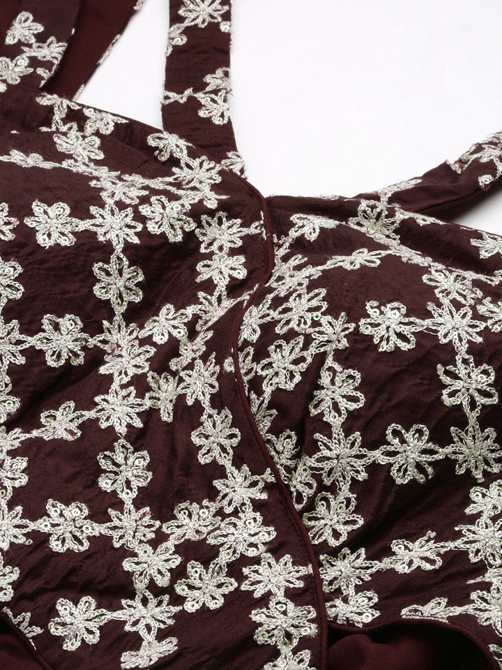 Purple-&-Dark-Wine-Muslin-Embroidered-Gown