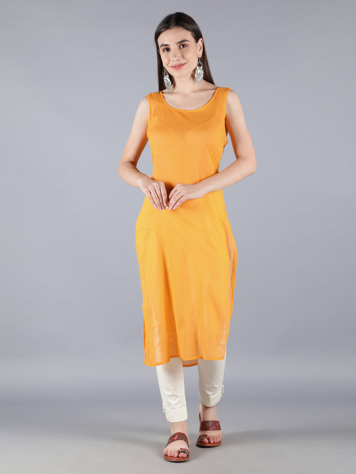 Chikankari Orange Kota Kurta & Trouser Set