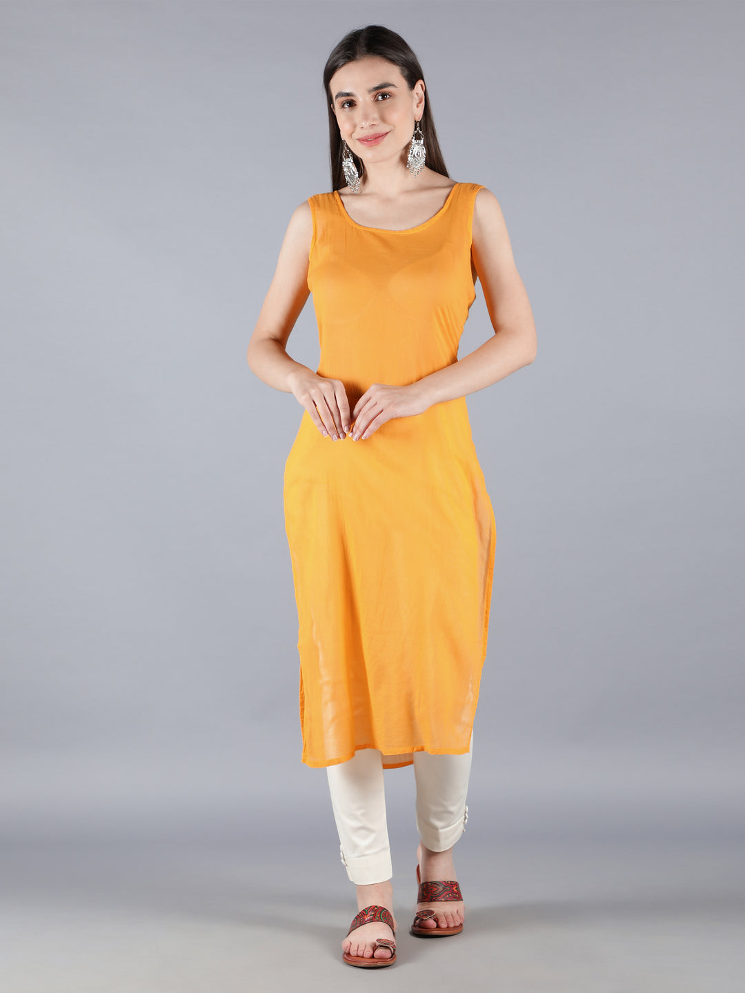 Chikankari Orange Kota Kurta & Palazzo Set