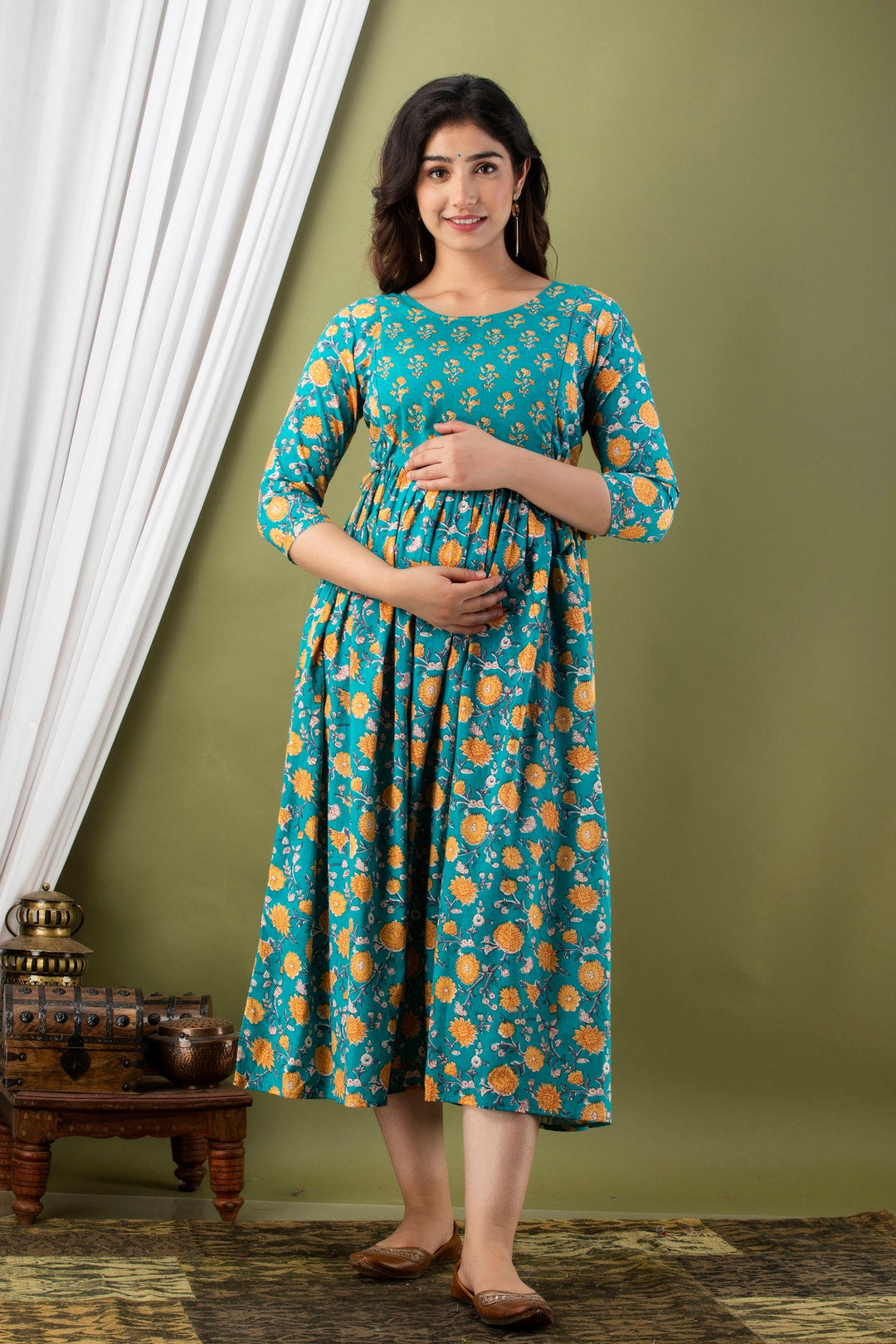 Rama-Green-Maternity-Baby-Feeding-Dress