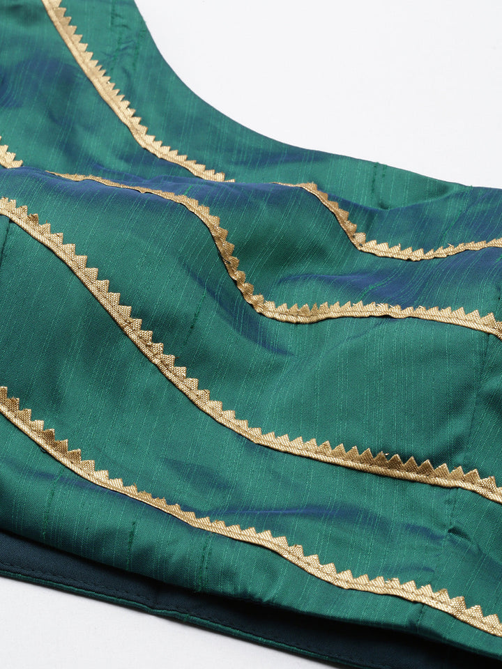 Rama Green & Yellow Jacquard Skirt Set