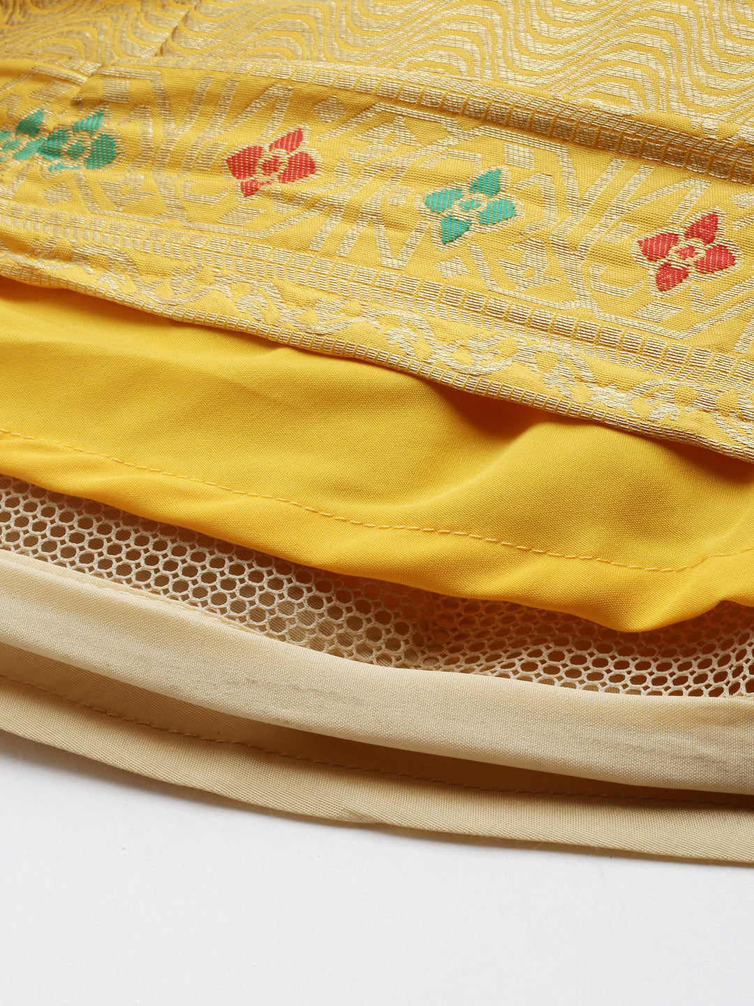 Rama Green & Yellow Jacquard Skirt Set
