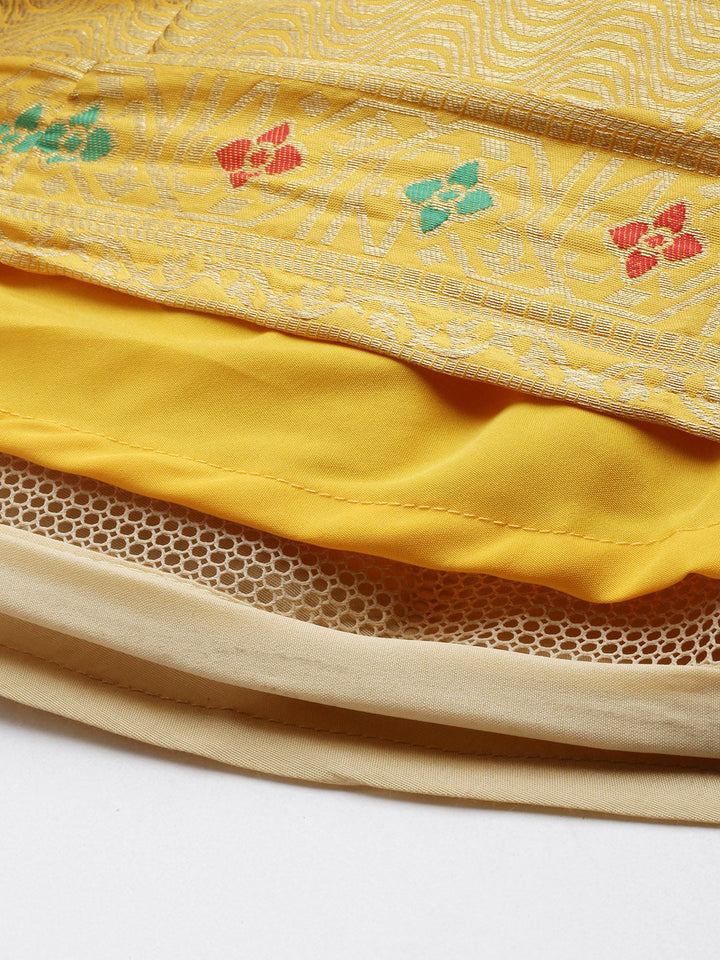 Rama Green & Yellow Jacquard Skirt Set
