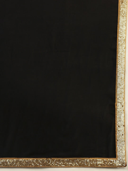 Raven Black Solid & Sequin work Lehenga Set
