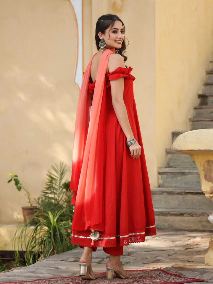 Red-Classy-Off-Shoulder-Suit-Set-with-Dupatta
