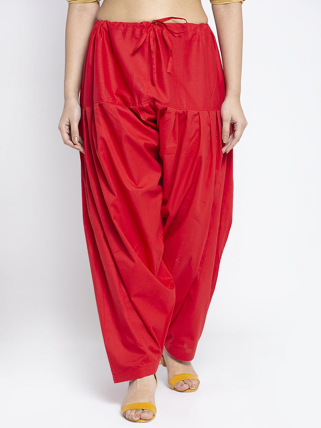 Red Cotton Solid Cotton Salwar Pant