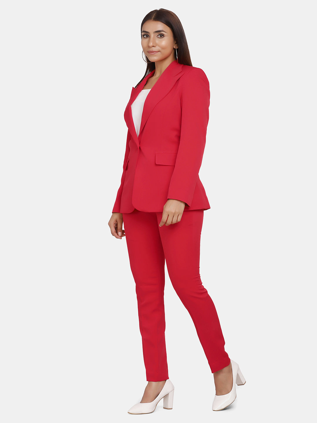 Red Formal Pant Suit For Work