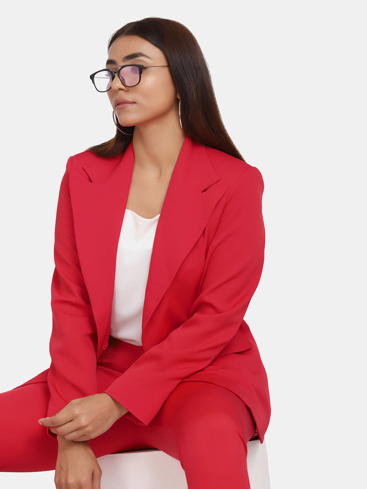 Red Formal Pant Suit For Work