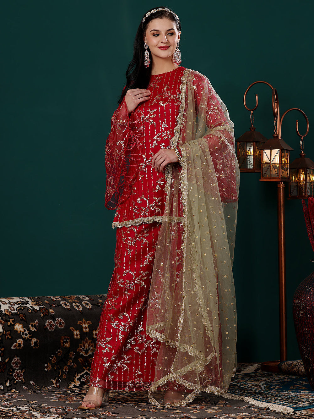 Red-Net-Embroidered-Sharara-Suit