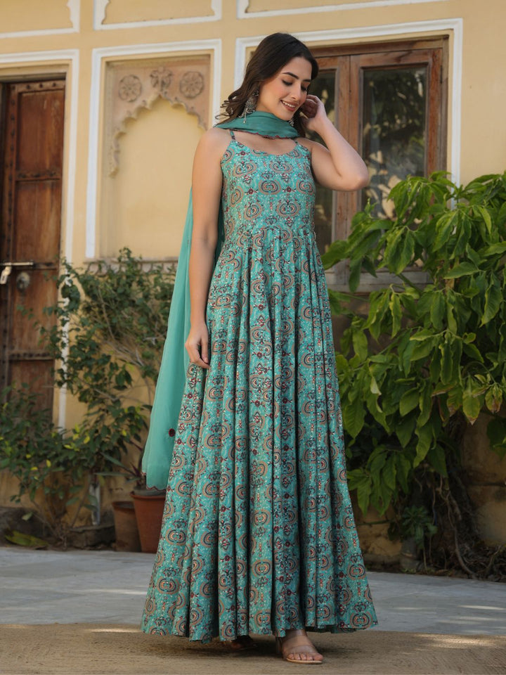 Rizwana-Blue-Gown-With-Dupatta