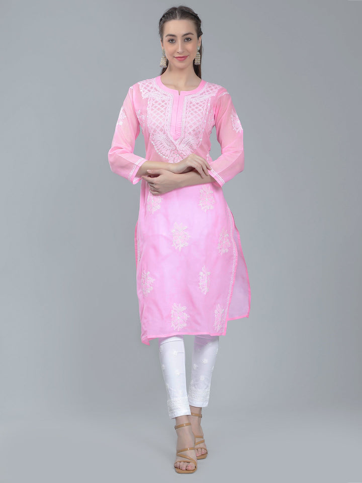 Rose-Pink-Terivoile-Cotton-Chikankari-Kurta