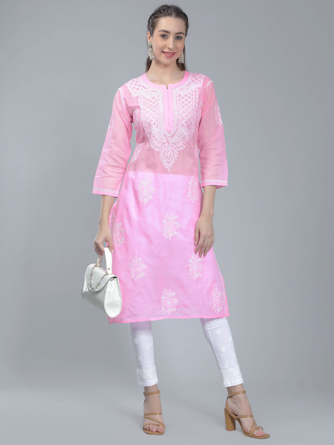 Rose-Pink-Terivoile-Cotton-Chikankari-Kurta