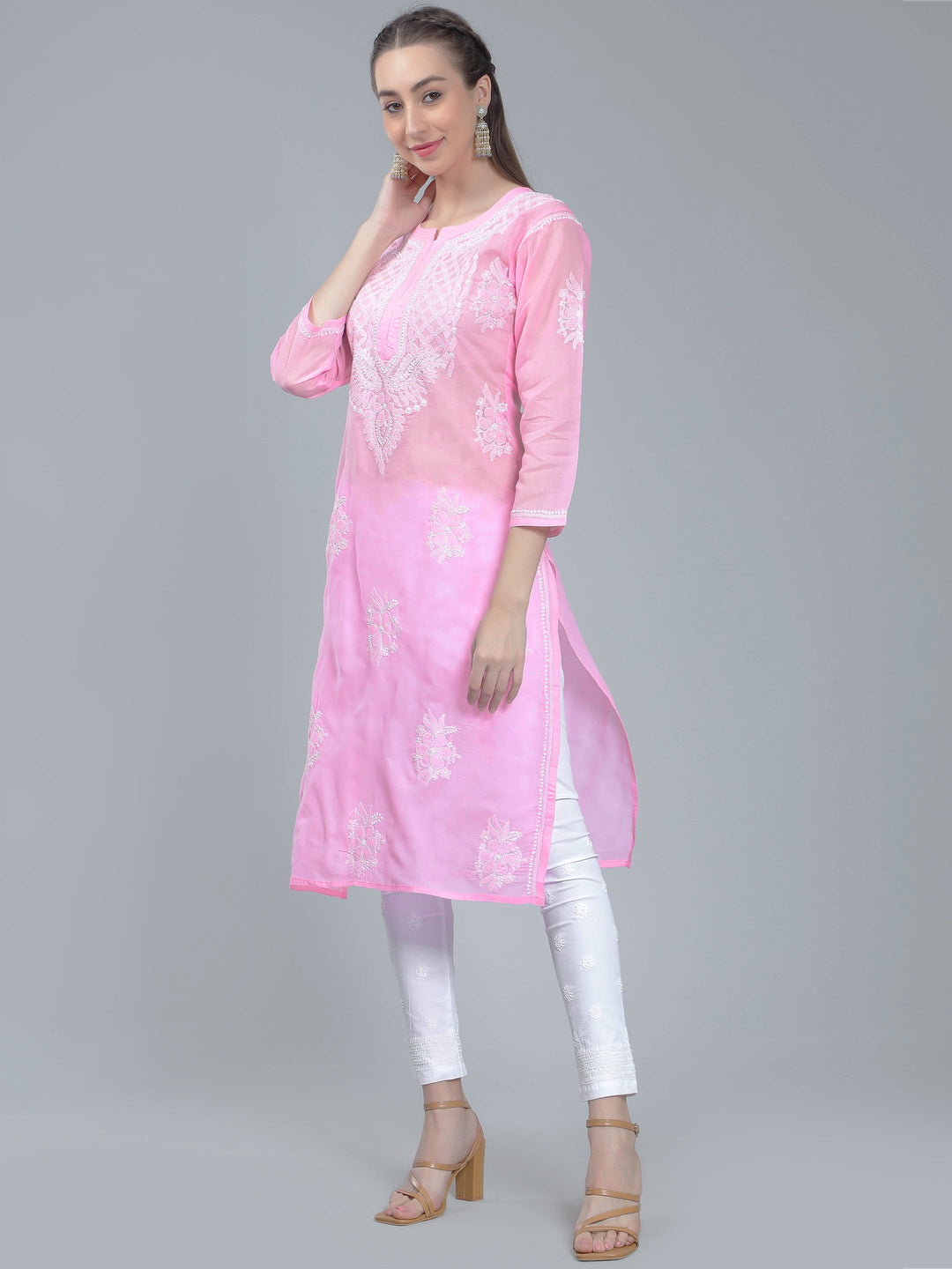 Rose-Pink-Terivoile-Cotton-Chikankari-Kurta