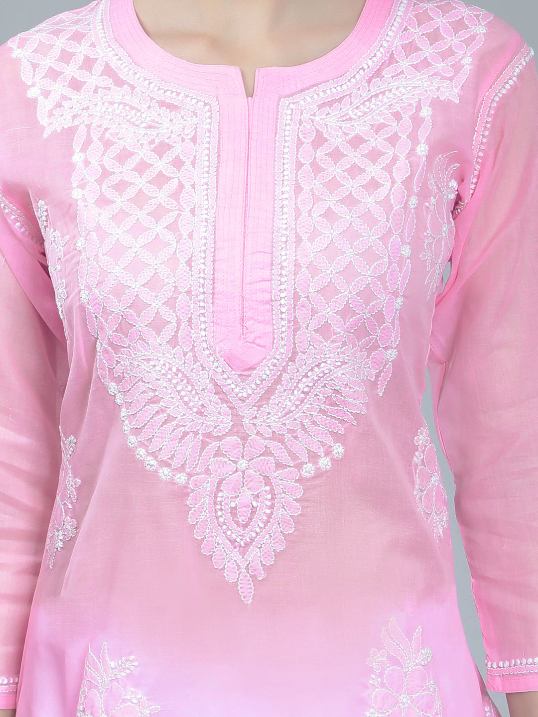 Rose-Pink-Terivoile-Cotton-Chikankari-Kurta