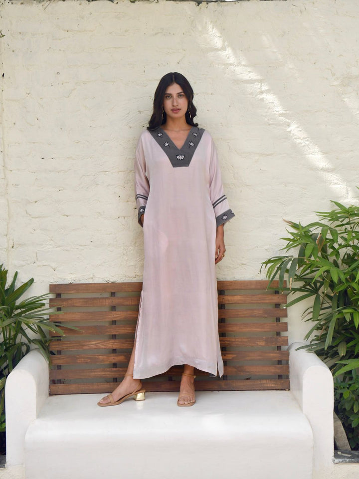 Rose-&-Slate-Silky-Straight-Cut-Kaftan-Dress