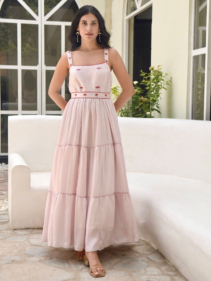 Rosewater-Pink-Satin-3-Tier-Strappy-Dress