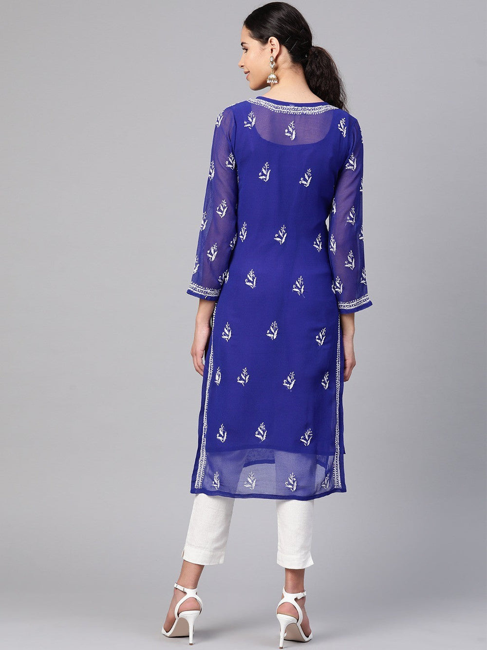 Royal-Blue-Chikankari-Kurta-With-Slip
