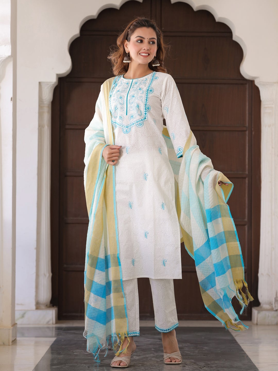 White on sale khadi kurti