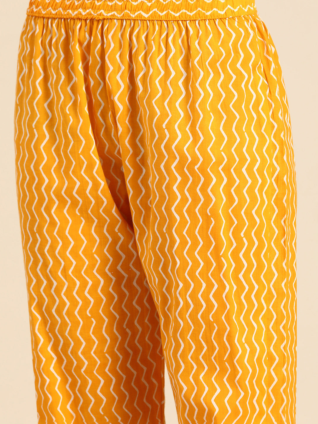 Saffron Yellow Embroidered A-line Kurta Set