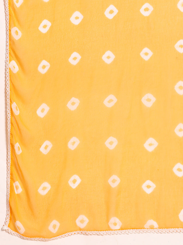Saffron Yellow Embroidered A-line Kurta Set